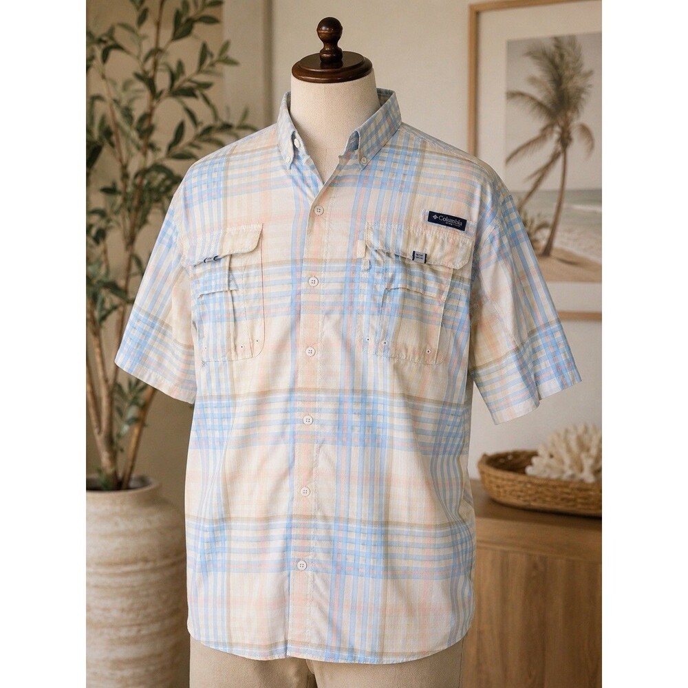 Columbia PFG Super Bahama Men's XXL/2TG Plaid Fishing Shirt Pockets